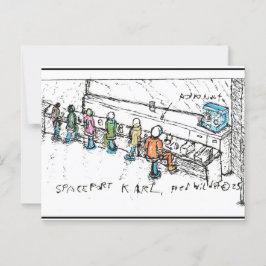 Cartão Postal Spaceport KARL, o conceito do artista esboça o