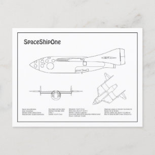 Cartão Postal SpaceShipOne - Planos de desenho de plano de avião