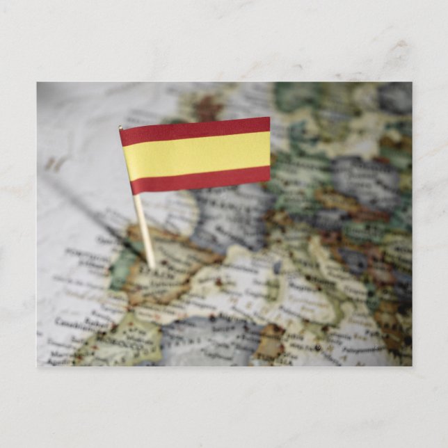 Cartão Postal Spanish flag in map (Frente)
