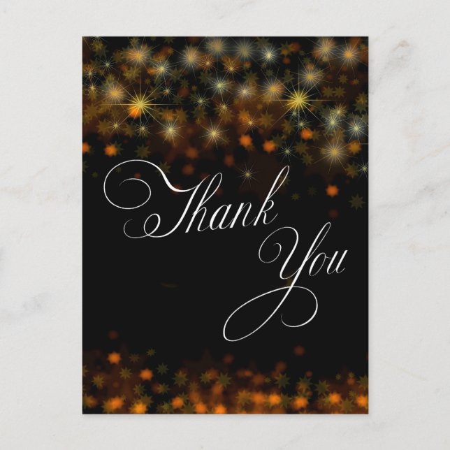 Cartão Postal Sparkles and Stars colorful Thank You (Frente)