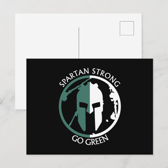 Cartão Postal Spartan Strong Go Green Spartan Guerreiro (Frente/Verso)