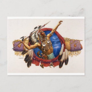Cartão Postal Spear Warrior Nativo Americano
