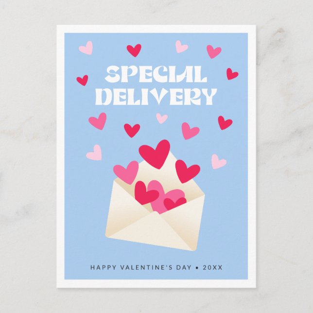 Cartão Postal Special delivery Hearts Envelope Valentine's Day (Frente)