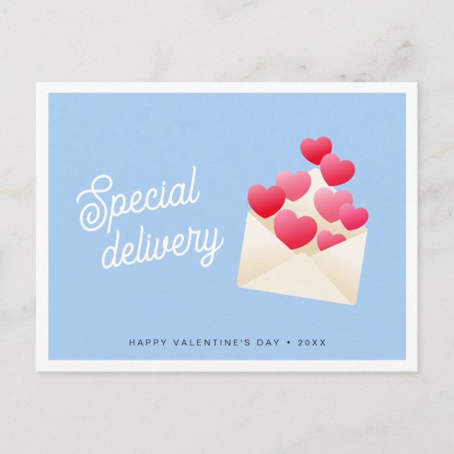 Cartão Postal Special delivery Hearts Envelope Valentine's Day (Frente)