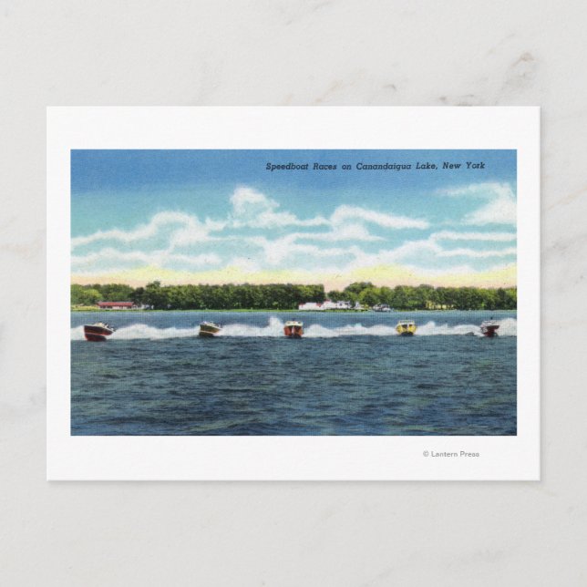 Cartão Postal Speedboat Races no lago (Frente)