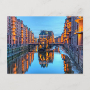 Cartão Postal Speicherstadt Warehouse em Hamburgo, Alemanha - HD