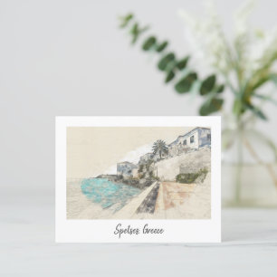 Cartão Postal Speses Island Grécia Vintage - Retro Viagem Art