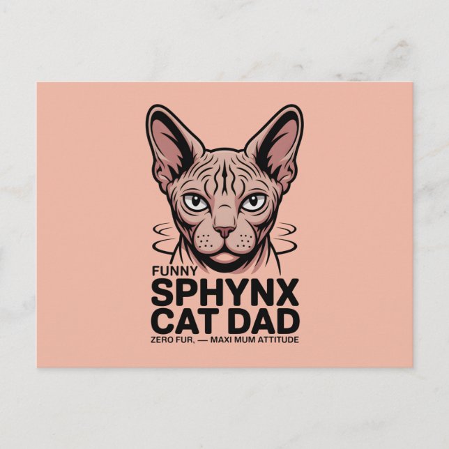 Cartão Postal Sphynx Cat Dad Funny Vector Art (Frente)