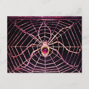 Cartão Postal SPIDER E WEB Cor-de-rosa Fuchsia Ametyst Preto