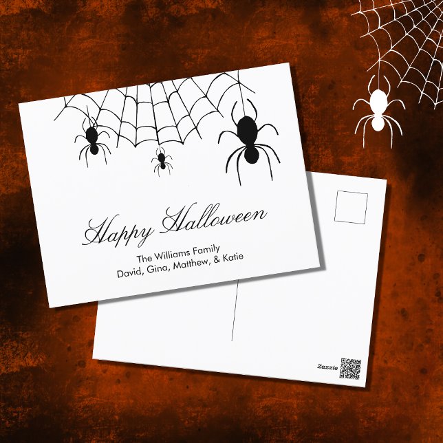 Cartão Postal Spider Web Black White Halloween (Criador carregado)