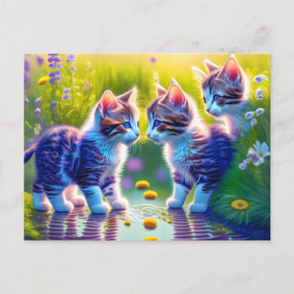 Cartão Postal Spielende Katzenkinder