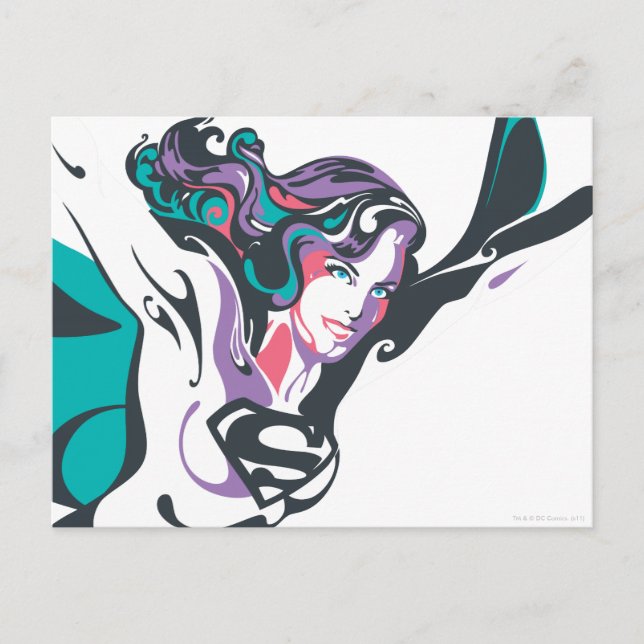 Cartão Postal Splash de Cor da Supergirl 3 (Frente)
