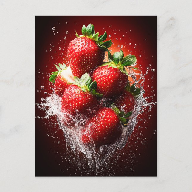 Cartão Postal Splash de Morango (Frente)
