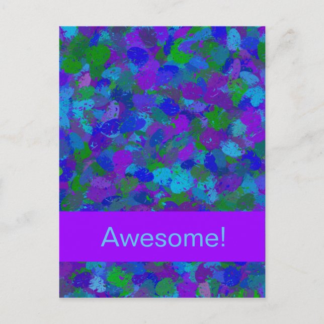 Cartão Postal Splatter de Cor de Pavão (Frente)