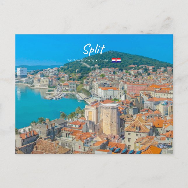 Cartão Postal Split, Croácia - Cidade Costeira (Frente)