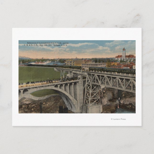 Cartão Postal Spokane, WA - conclusão Railway pacífica da união (Frente)