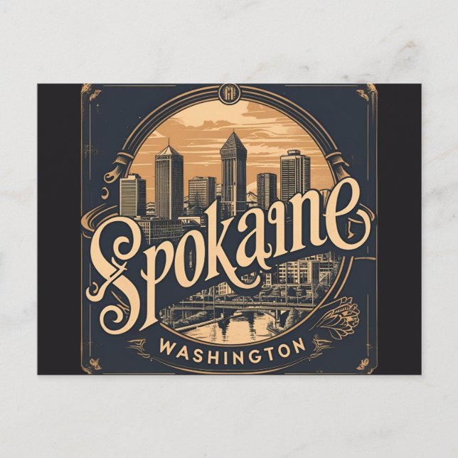 Cartão Postal Spokane Washington DC Skyline (Frente)