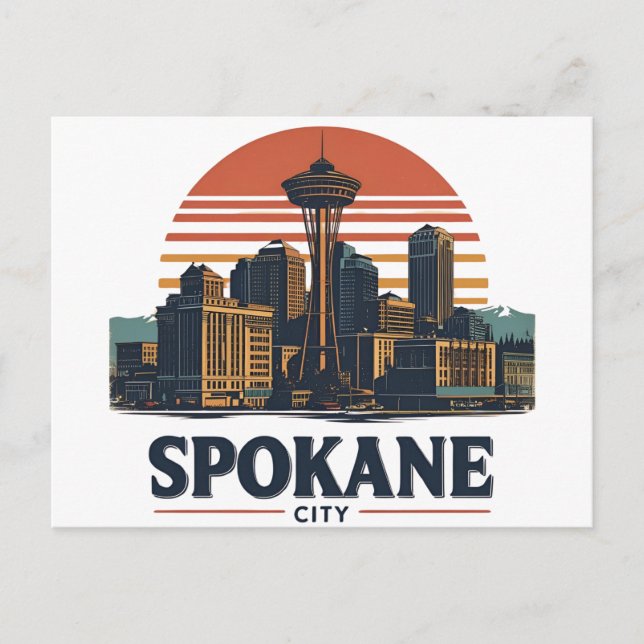 Cartão Postal Spokane Washington DC Skyline (Frente)