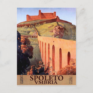 Cartão Postal Spoleto, fortaleza medieval, Úmbria, Itália