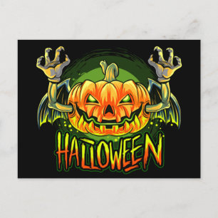 Cartão Postal Spookeen Neon Bat Pumpkin