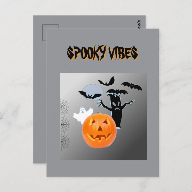 Cartão Postal Spookes Vibes Halloween Bash Design (Frente/Verso)