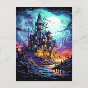 Cartão Postal Spooky Assaltado Em Lua Completa