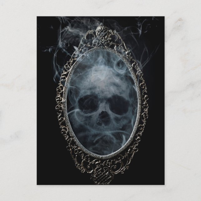 Cartão Postal Spooky Ghost Mirror Halloween (Frente)
