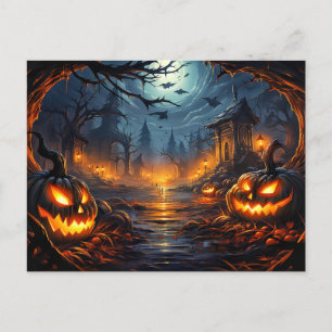 Cartão Postal Spooky Graveyard Happy Halloween