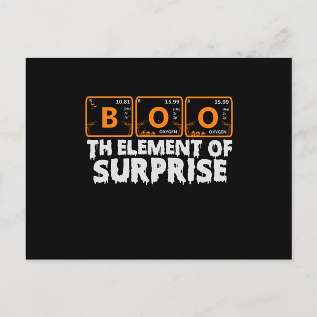 Cartão Postal Spooky Halloween BOO Primary Elements of Surprise (Frente)