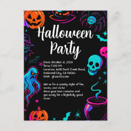 Cartão Postal Spooky Halloween Party Invitation