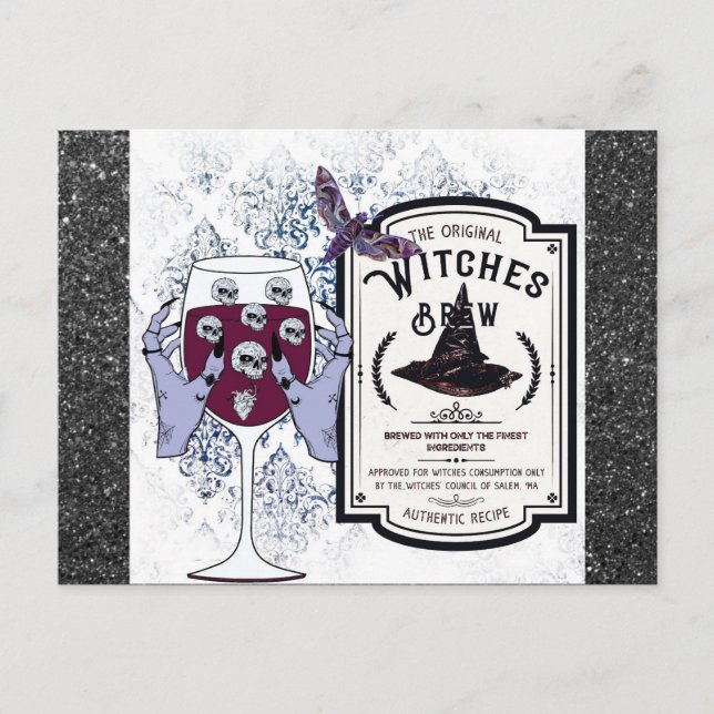 Cartão Postal Spooky Halloween Salem Massachusetts Witches Brew (Frente)