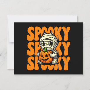 Cartão Postal Spooky Mummy Hugging Pumpkin Halloween