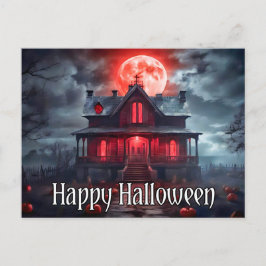 Cartão Postal Spooky Old Haunted House | Feliz Dia das Bruxas
