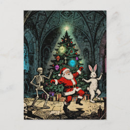 Cartão Postal Spooky Party with Santa and the Easter Bunny