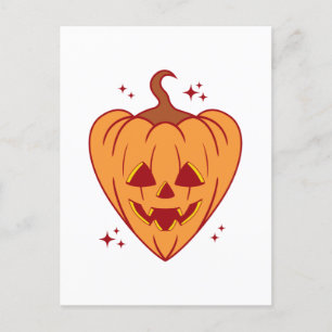 Cartão Postal Spooky Pumpkin Heart Halloween
