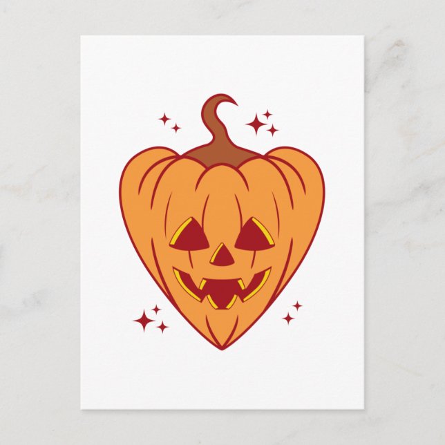 Cartão Postal Spooky Pumpkin Heart Halloween (Frente)