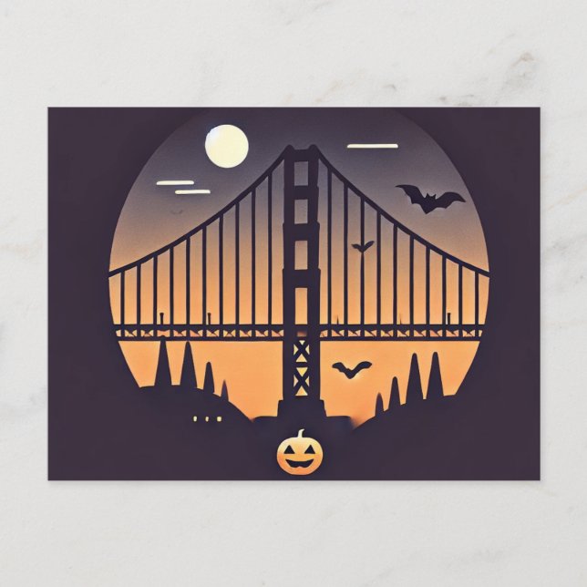 Cartão Postal Spooky San Francisco Halloween, Porta do Ouro (Frente)