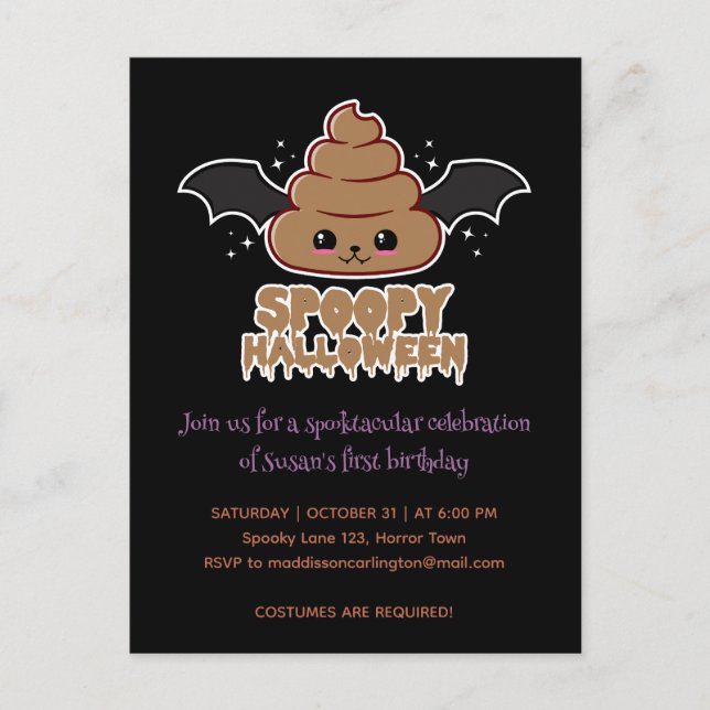 Cartão Postal Spoopy Halloween Kawaii Aniversário (Frente)