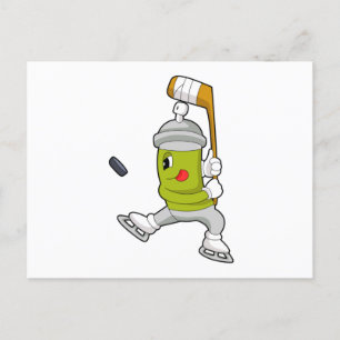 Cartão Postal Spray de gelo Hóquei no gelo Taco de hóquei no gel