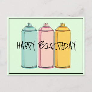Cartão Postal Spray Paint Cans - Feliz Aniversário