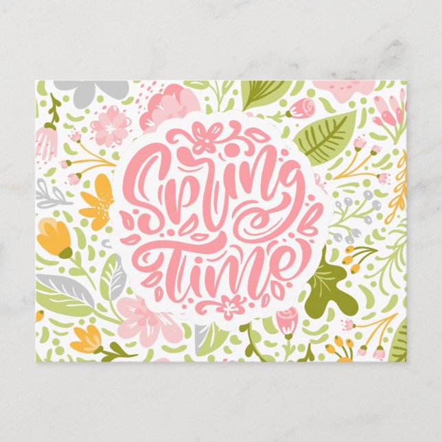 Cartão Postal Spring Time Floral Greeting Card with Bold Design  (Frente)