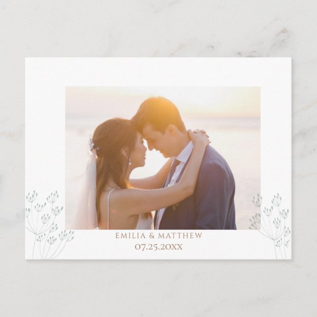 Cartão Postal Spring Wedding Photo Thank you Postcard (Frente)