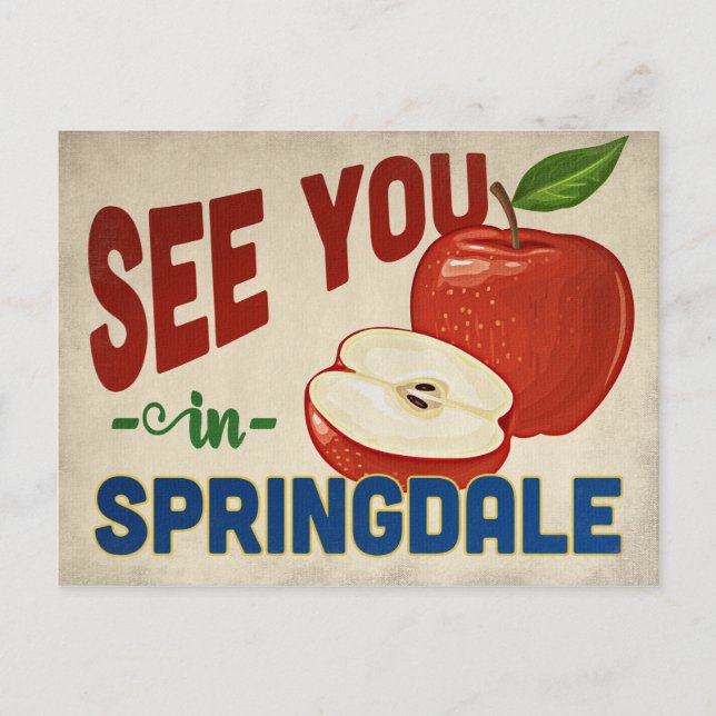Cartão Postal Springdale Arkansas Apple - Viagens vintage (Frente)