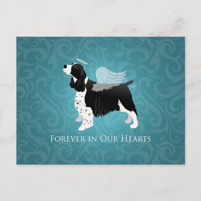 Cartão Postal Springer Spaniel Angel Dog Pet Memorial Design (Frente)