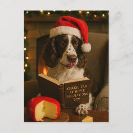 Cartão Postal Springer Spaniel 'Cheese Tax' Christmas postcard
