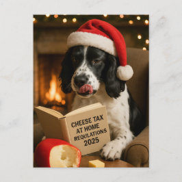 Cartão Postal Springer spaniel 'Cheese Tax' Christmas postcard