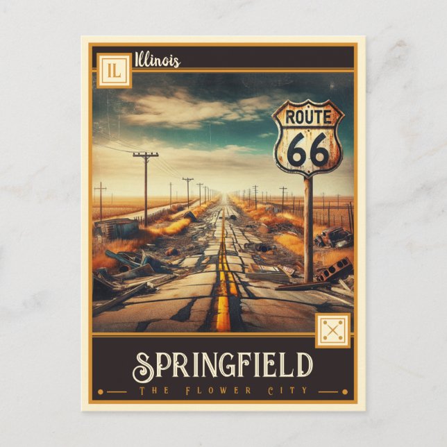 Cartão Postal Springfield, Illinois | Vintage (Frente)