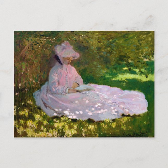 Cartão Postal Springtime por Claude Monet (1872) (Frente)