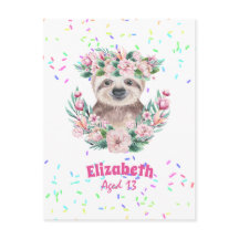 Sprinkles SLOTH Boho Girls Pink Flowers Gifts Boni
