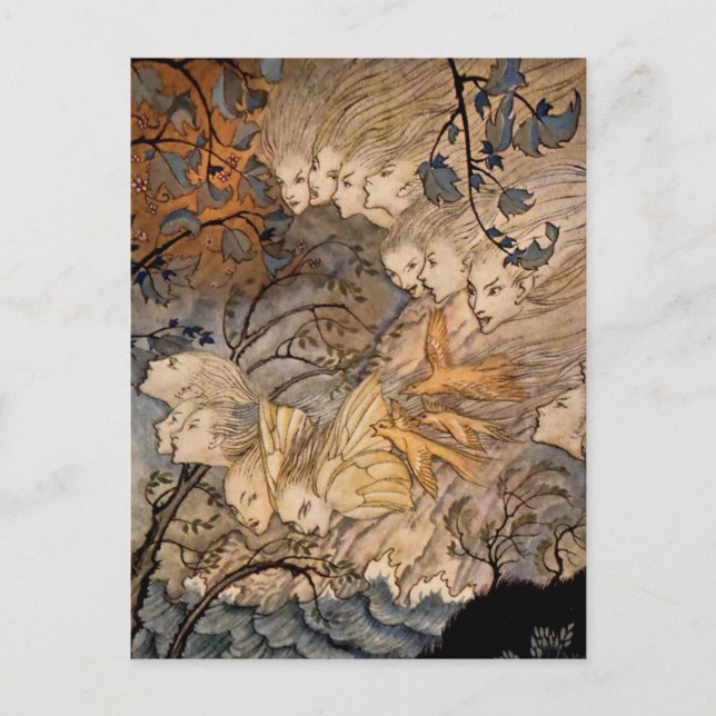 Cartão Postal “Sprites do Vento” por Arthur Rackham (Frente)